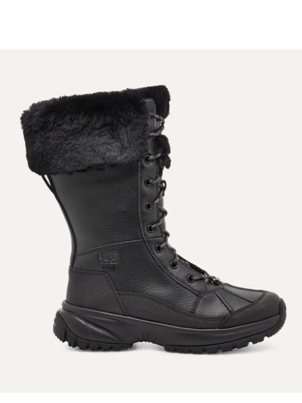 UGG Black Yose Fluff Tall Lace-Up Winter Boot